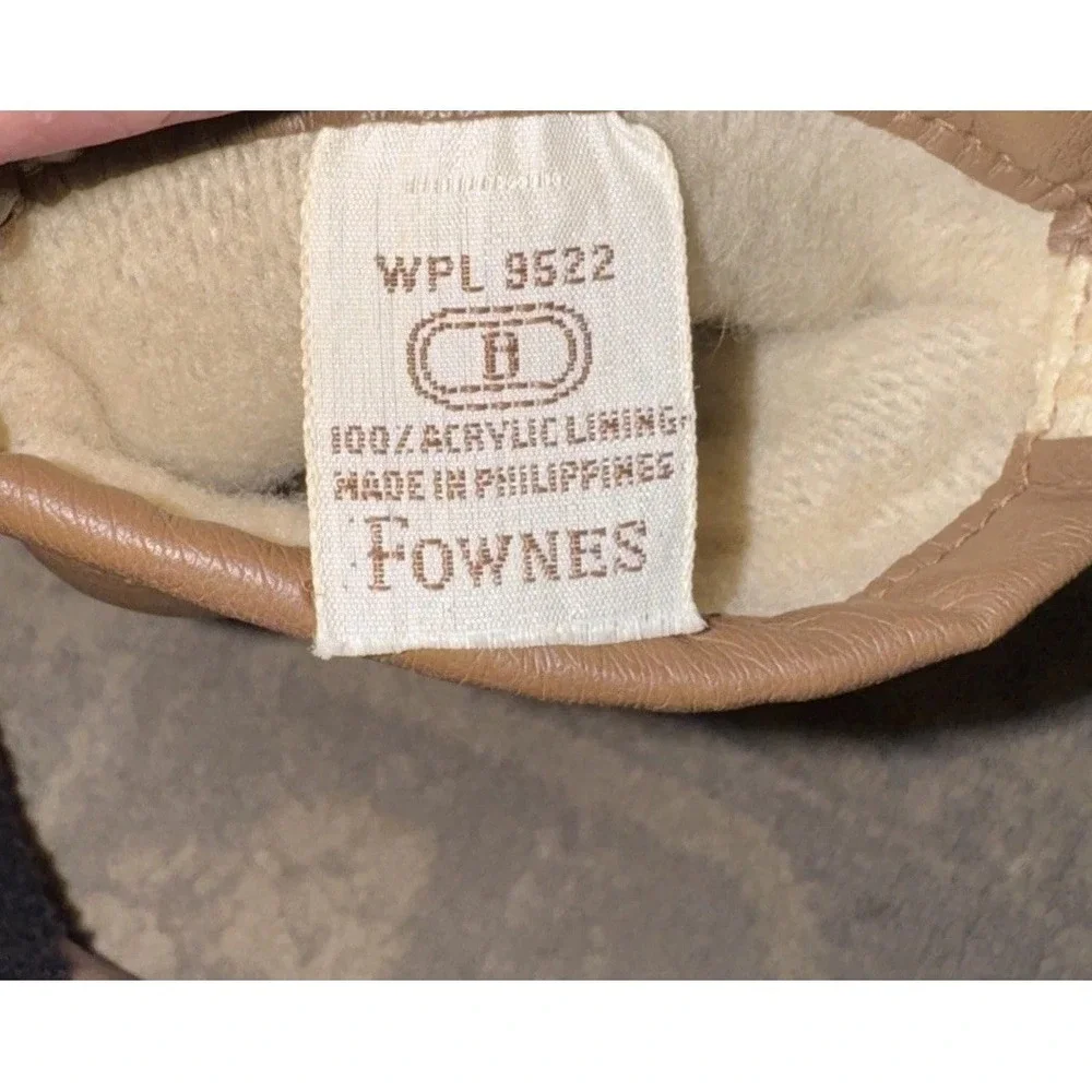 Vintage‎ Fownes Faux Leather Gloves Cream Brown Womens Gloves Lined Womens Sz 6